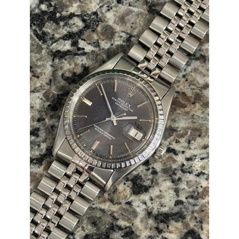 Rolex Datejust 36mm 1603 1988 Hashed Engine Turn Bezel Jubilee Band Blue Dial - Picture 10 of 11